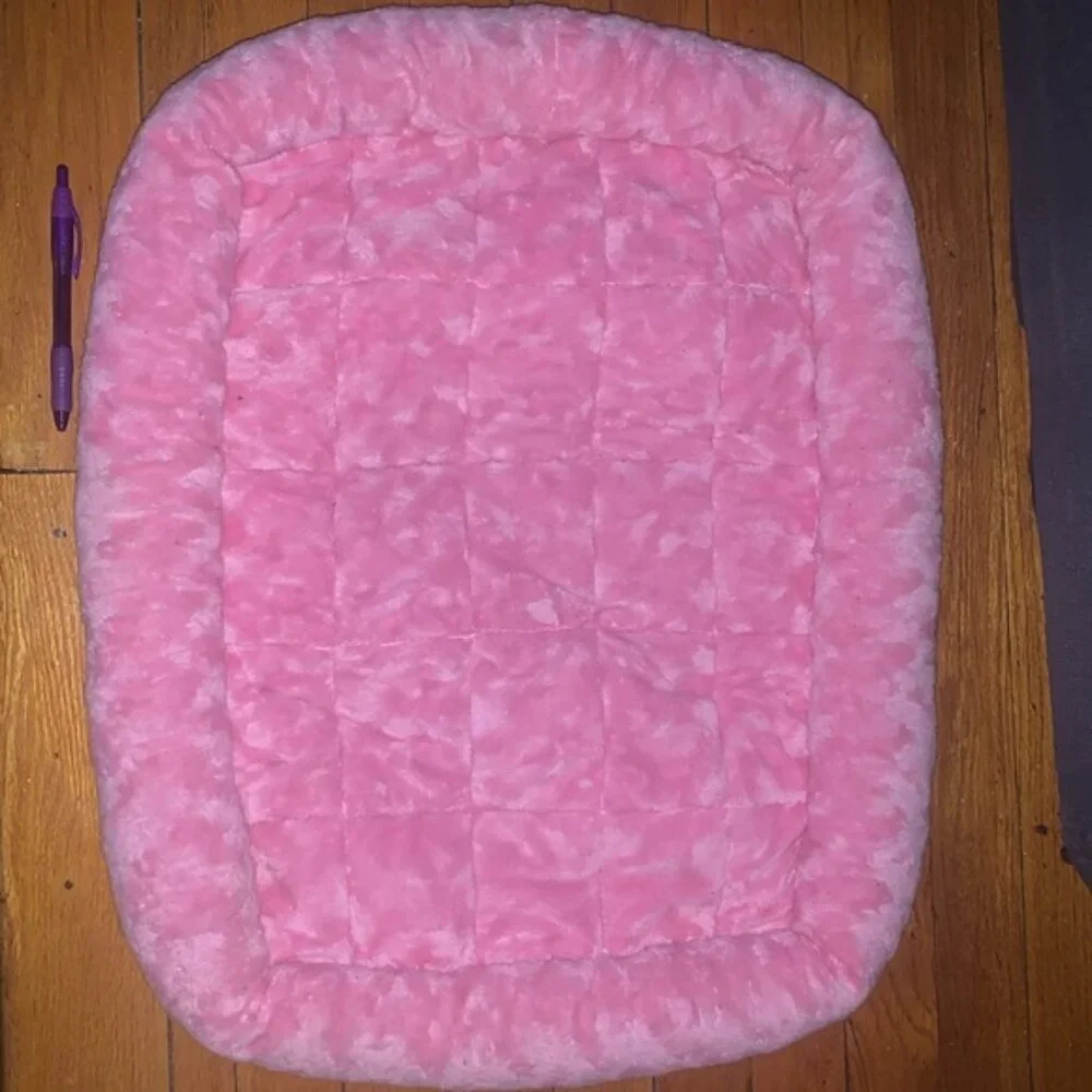 MidWest Quiet Time Fashion Plush Bolster Dog Crate Mat, Pink